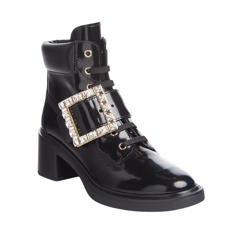 Roger Vivier Embellished Black Viv Rangers Combat Boots Size 11 US / 41 EU